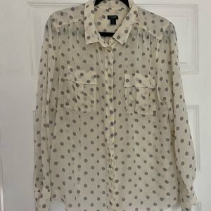 J. Crew White polka dots Silk blouse like new